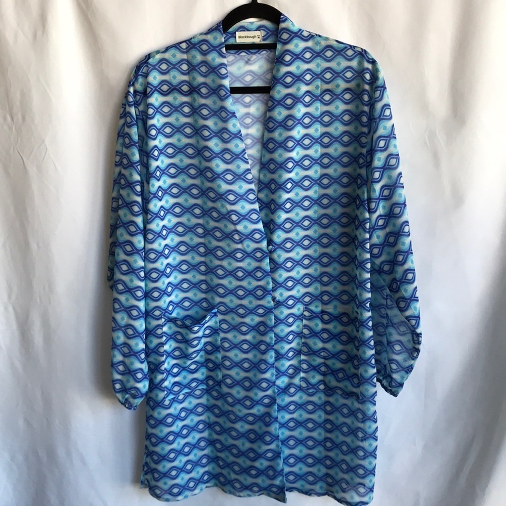 Blackbough swimsuit coverup, blue print, size M